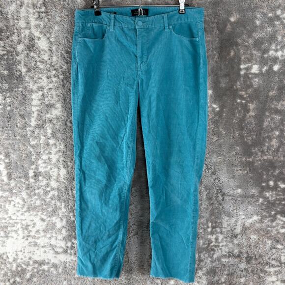Talbots Size 10 Slim Ankle Frayted Hem Corduroy Jeans Blue Button Zip Pants - Picture 1 of 11